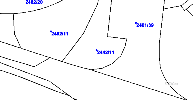 Parcela st. 2442/11 v KÚ Břevnov, Katastrální mapa