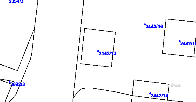 Parcela st. 2442/13 v KÚ Břevnov, Katastrální mapa