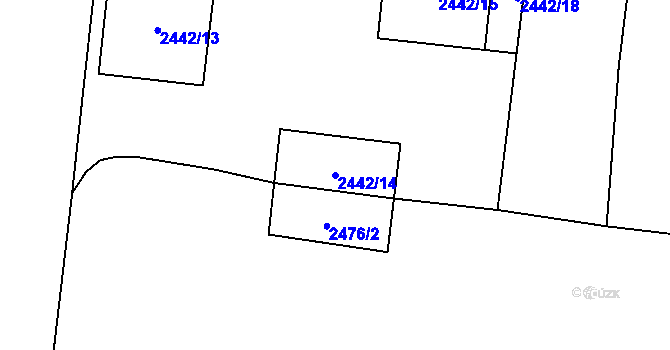 Parcela st. 2442/14 v KÚ Břevnov, Katastrální mapa