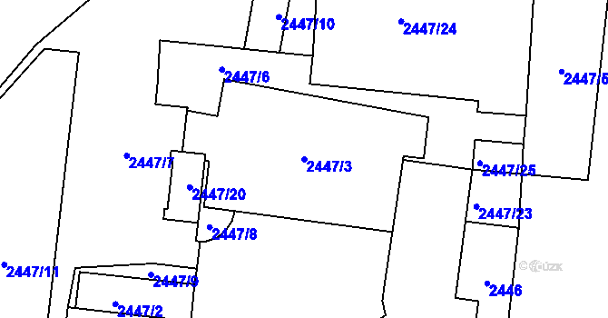 Parcela st. 2447/3 v KÚ Břevnov, Katastrální mapa