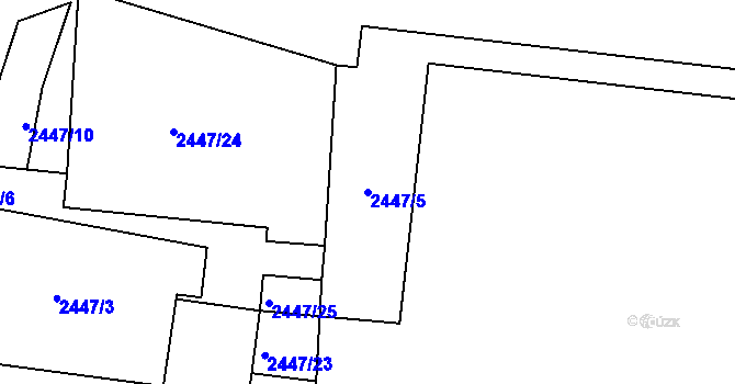 Parcela st. 2447/5 v KÚ Břevnov, Katastrální mapa