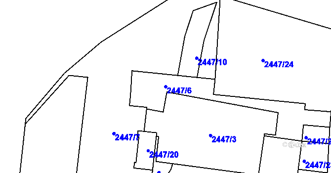 Parcela st. 2447/6 v KÚ Břevnov, Katastrální mapa