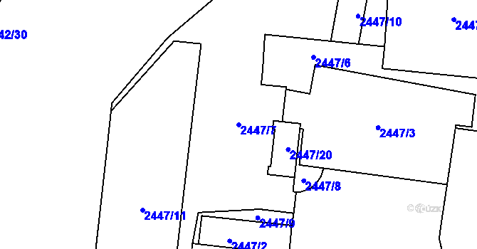 Parcela st. 2447/7 v KÚ Břevnov, Katastrální mapa