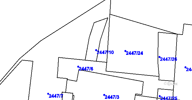 Parcela st. 2447/10 v KÚ Břevnov, Katastrální mapa