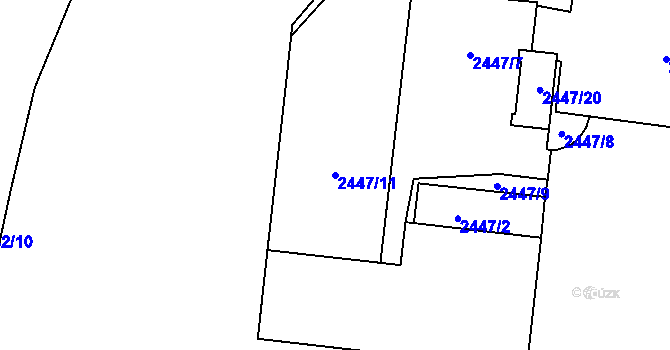 Parcela st. 2447/11 v KÚ Břevnov, Katastrální mapa