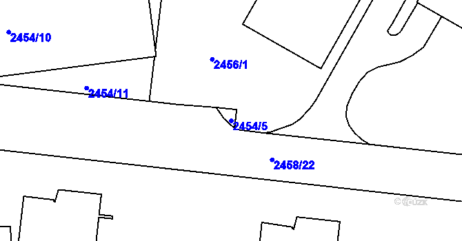Parcela st. 2454/5 v KÚ Břevnov, Katastrální mapa