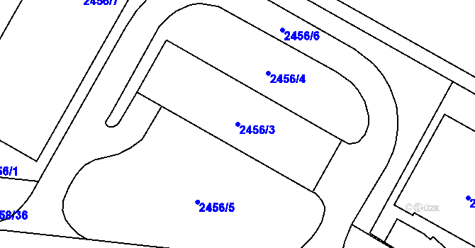 Parcela st. 2456/3 v KÚ Břevnov, Katastrální mapa