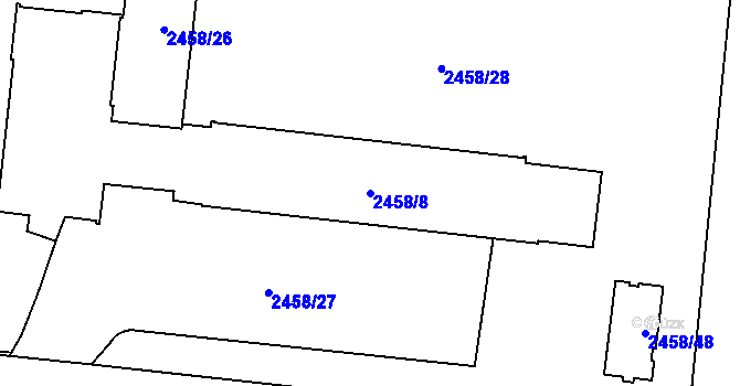 Parcela st. 2458/8 v KÚ Břevnov, Katastrální mapa