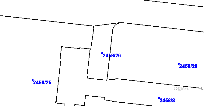 Parcela st. 2458/26 v KÚ Břevnov, Katastrální mapa