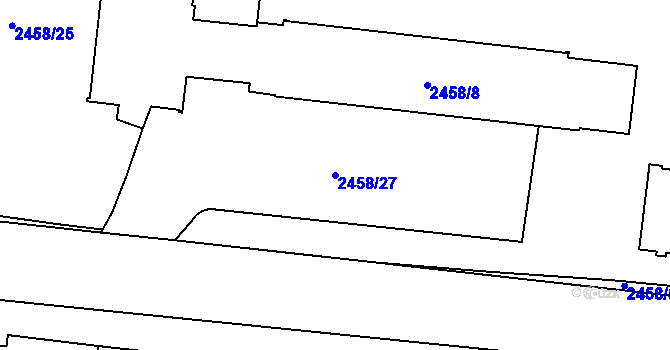 Parcela st. 2458/27 v KÚ Břevnov, Katastrální mapa