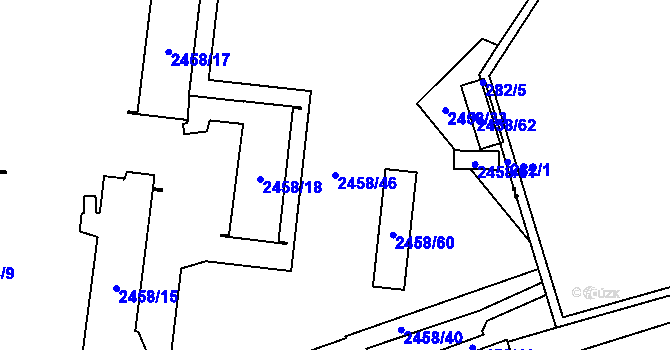Parcela st. 2458/46 v KÚ Břevnov, Katastrální mapa