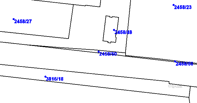 Parcela st. 2458/50 v KÚ Břevnov, Katastrální mapa