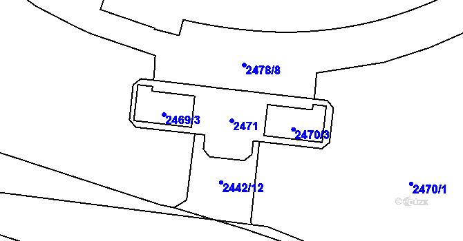 Parcela st. 2471 v KÚ Břevnov, Katastrální mapa