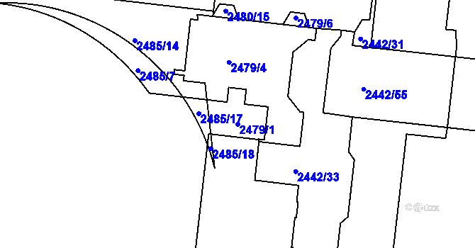 Parcela st. 2479/1 v KÚ Břevnov, Katastrální mapa