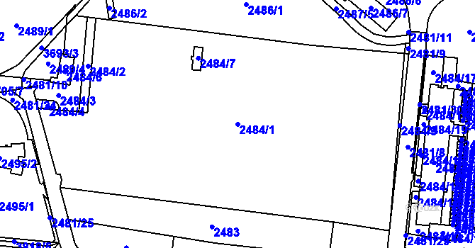 Parcela st. 2484/1 v KÚ Břevnov, Katastrální mapa