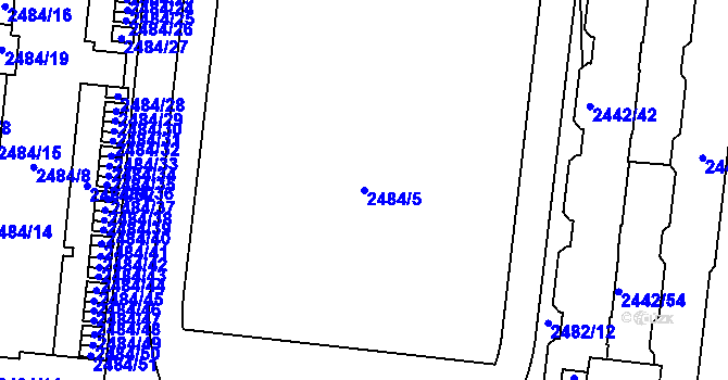 Parcela st. 2484/5 v KÚ Břevnov, Katastrální mapa