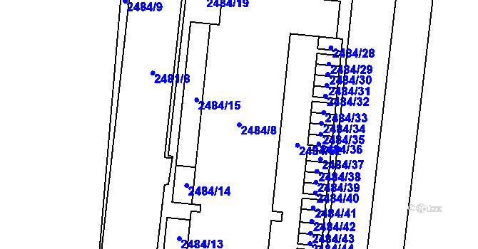 Parcela st. 2484/8 v KÚ Břevnov, Katastrální mapa