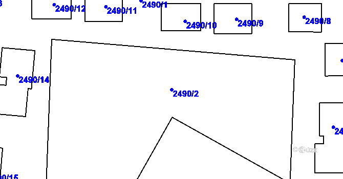 Parcela st. 2490/2 v KÚ Břevnov, Katastrální mapa
