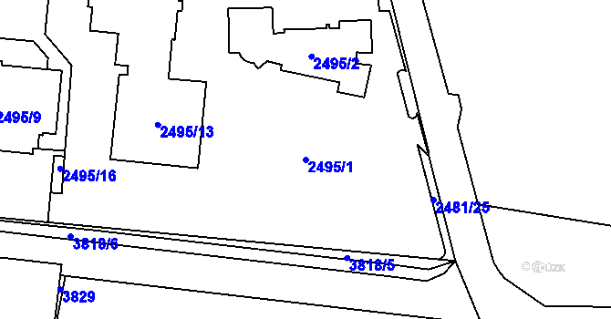 Parcela st. 2495/1 v KÚ Břevnov, Katastrální mapa