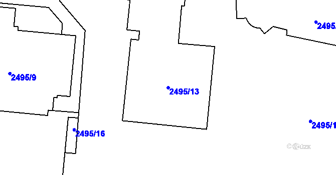 Parcela st. 2495/13 v KÚ Břevnov, Katastrální mapa