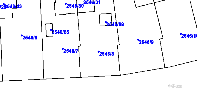 Parcela st. 2546/8 v KÚ Břevnov, Katastrální mapa