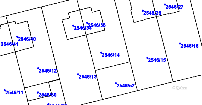 Parcela st. 2546/14 v KÚ Břevnov, Katastrální mapa