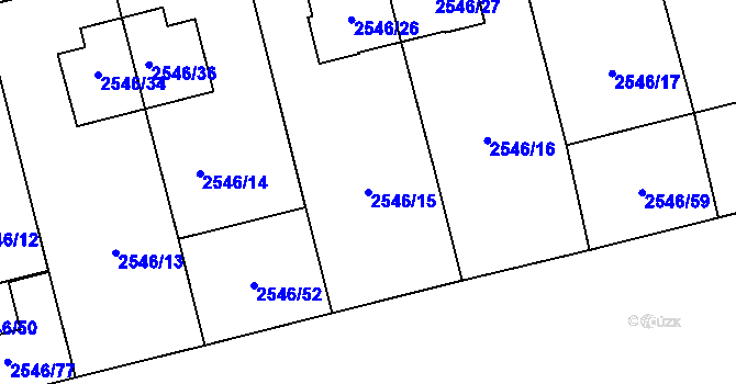 Parcela st. 2546/15 v KÚ Břevnov, Katastrální mapa