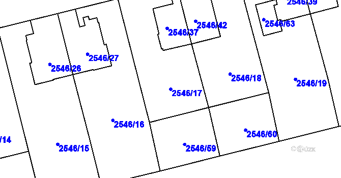 Parcela st. 2546/17 v KÚ Břevnov, Katastrální mapa