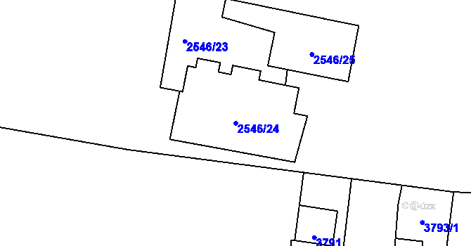Parcela st. 2546/24 v KÚ Břevnov, Katastrální mapa