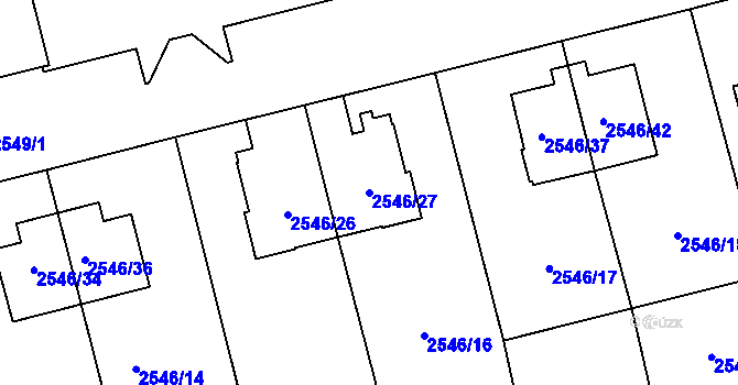 Parcela st. 2546/27 v KÚ Břevnov, Katastrální mapa