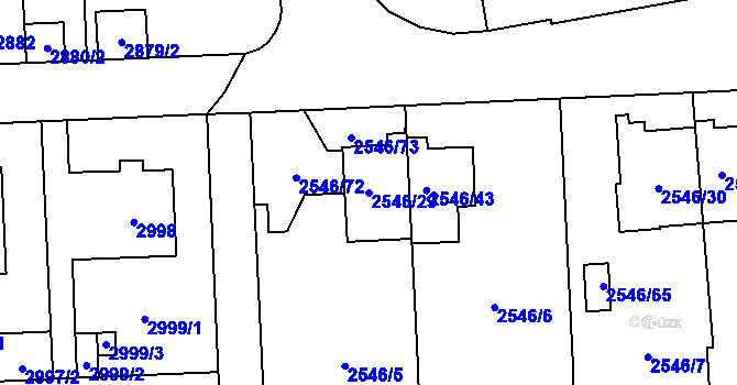 Parcela st. 2546/29 v KÚ Břevnov, Katastrální mapa