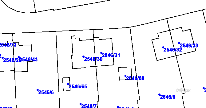 Parcela st. 2546/31 v KÚ Břevnov, Katastrální mapa