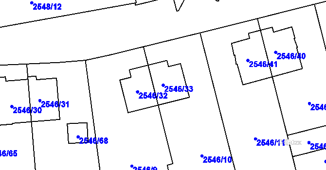 Parcela st. 2546/33 v KÚ Břevnov, Katastrální mapa