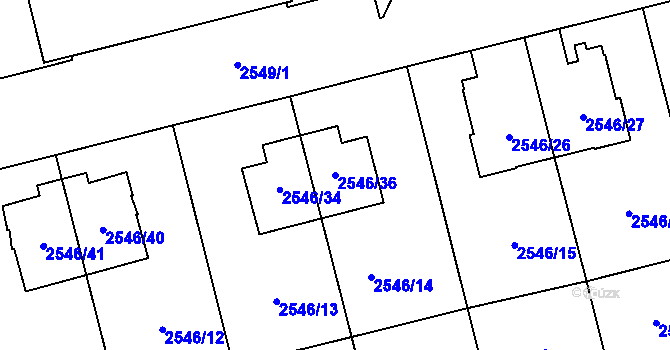 Parcela st. 2546/36 v KÚ Břevnov, Katastrální mapa