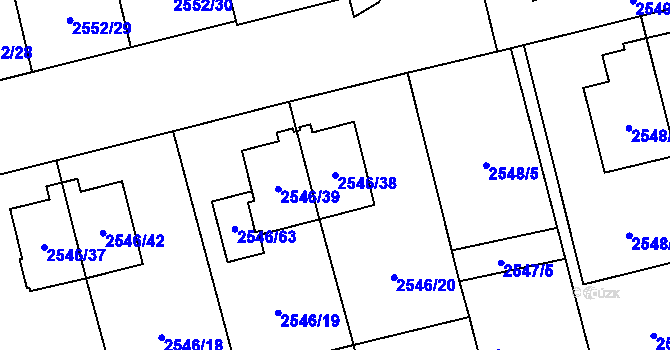 Parcela st. 2546/38 v KÚ Břevnov, Katastrální mapa