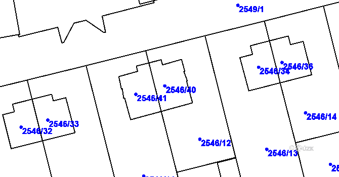 Parcela st. 2546/40 v KÚ Břevnov, Katastrální mapa