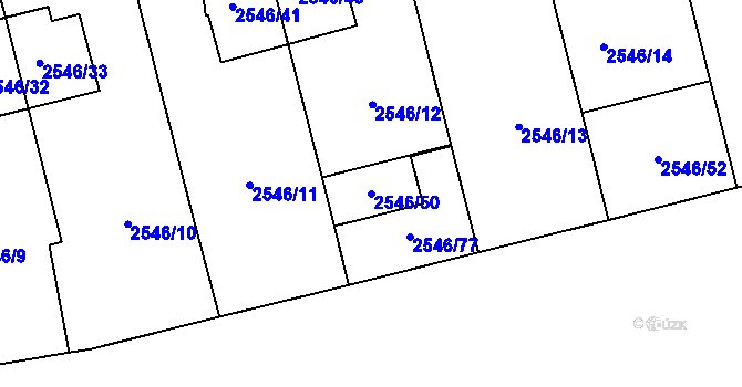 Parcela st. 2546/50 v KÚ Břevnov, Katastrální mapa