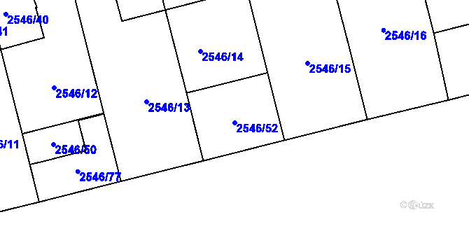 Parcela st. 2546/52 v KÚ Břevnov, Katastrální mapa