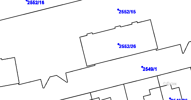 Parcela st. 2552/24 v KÚ Břevnov, Katastrální mapa