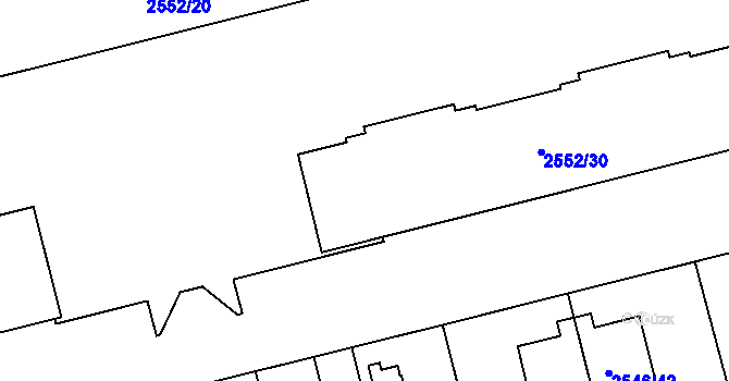 Parcela st. 2552/27 v KÚ Břevnov, Katastrální mapa