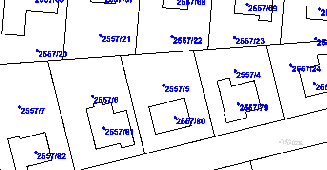 Parcela st. 2557/5 v KÚ Břevnov, Katastrální mapa