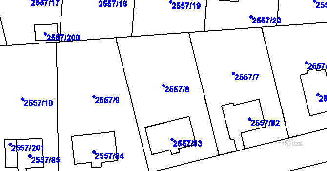 Parcela st. 2557/8 v KÚ Břevnov, Katastrální mapa