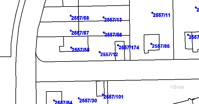 Parcela st. 2557/12 v KÚ Břevnov, Katastrální mapa
