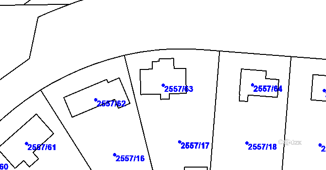 Parcela st. 2557/63 v KÚ Břevnov, Katastrální mapa