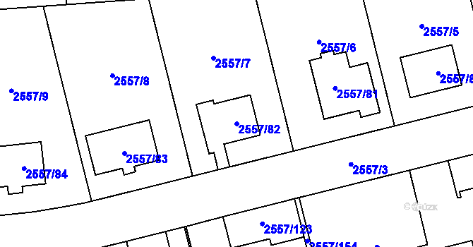 Parcela st. 2557/82 v KÚ Břevnov, Katastrální mapa