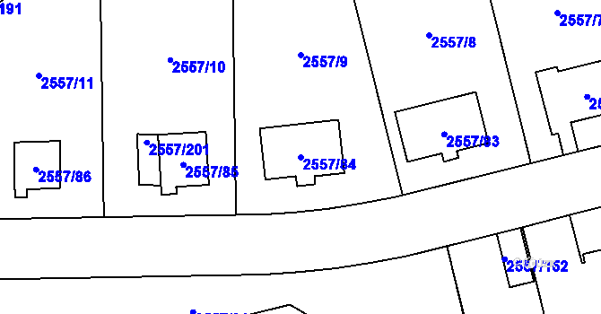 Parcela st. 2557/84 v KÚ Břevnov, Katastrální mapa