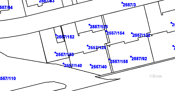 Parcela st. 2557/124 v KÚ Břevnov, Katastrální mapa