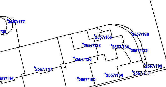 Parcela st. 2557/138 v KÚ Břevnov, Katastrální mapa