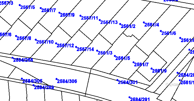 Parcela st. 2561/3 v KÚ Břevnov, Katastrální mapa