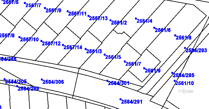 Parcela st. 2561/5 v KÚ Břevnov, Katastrální mapa